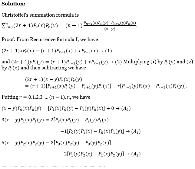 Legendre Polynomials Exercise 4 Question 24.1