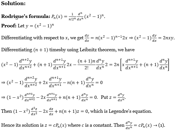 Legendre Polynomials Exercise 4 Question 25.1