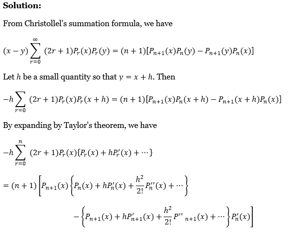 Legendre Polynomials Exercise 4 Question 31.1