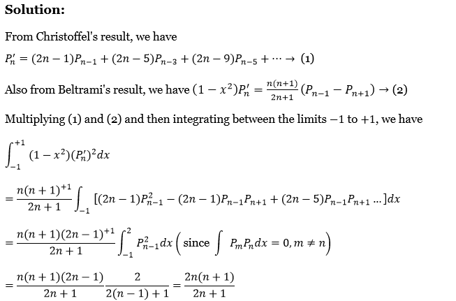 Legendre Polynomials Exercise 4 Question 45