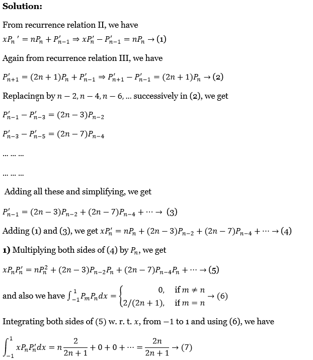 Legendre Polynomials Exercise 4 Question 47.1