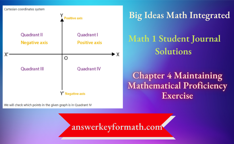 Big Ideas Math Integrated Math 1 Student Journal Chapter 4 Maintaining Mathematical Proficiency Exercise