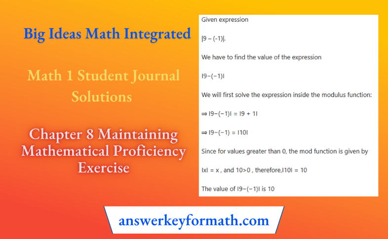 Big Ideas Math Integrated Math 1 Student Journal Chapter 8 Maintaining Mathematical Proficiency Exercise