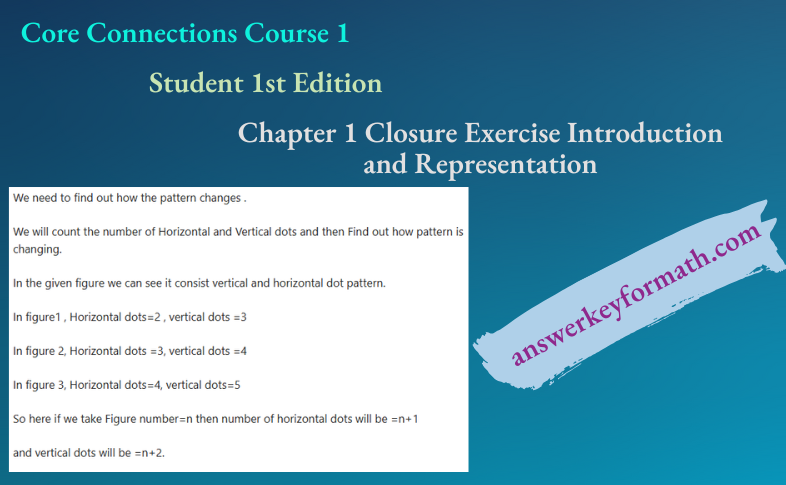 Core Connections Course 1 Student 1st Edition Chapter 1 Closure Exercise Introduction and Representation