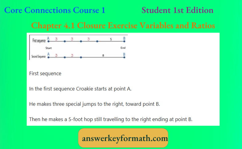 Core Connections Course 1 Student 1st Edition Chapter 4 Exercise 4.1 Variables and Ratios