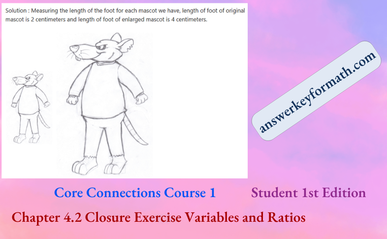Core Connections Course 1 Student 1st Edition Chapter 4 Exercise 4.2 Variables and Ratios