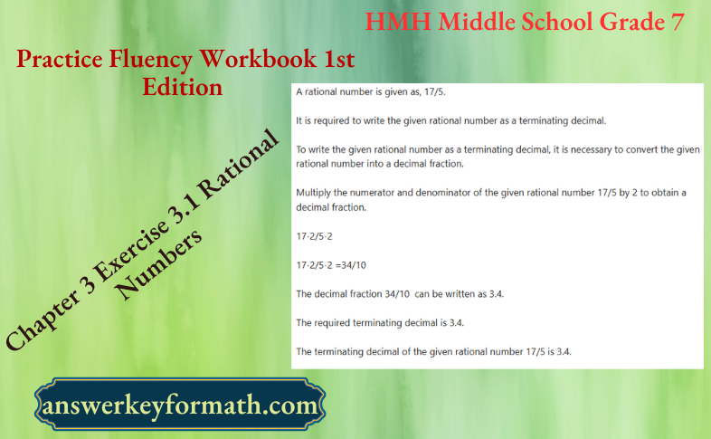 HMH Middle School Grade 7 Practice Fluency Workbook 1st Edition Chapter 3 Exercise 3.1 Rational Numbers