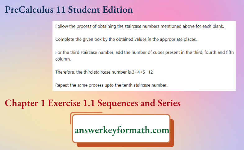 McGraw Hill PreCalculus 11 Student Edition Chapter 1 Exercise 1.1 Sequences and Series