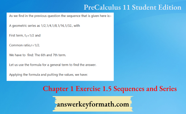 McGraw Hill PreCalculus 11 Student Edition Chapter 1 Exercise 1.5 Sequences and Series