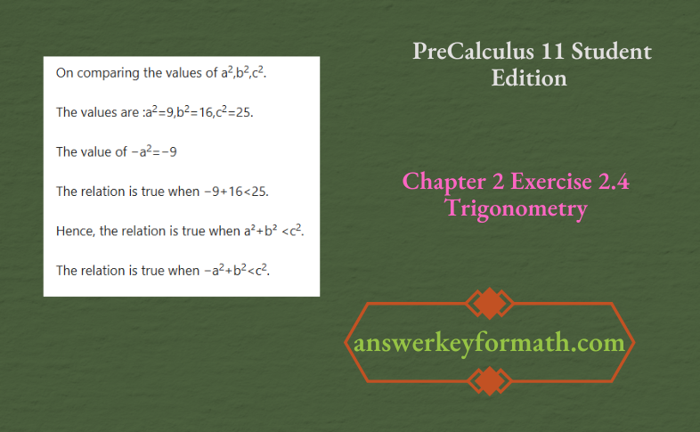 McGraw Hill PreCalculus 11 Student Edition Chapter 2 Exercise 2.4 Trignometry