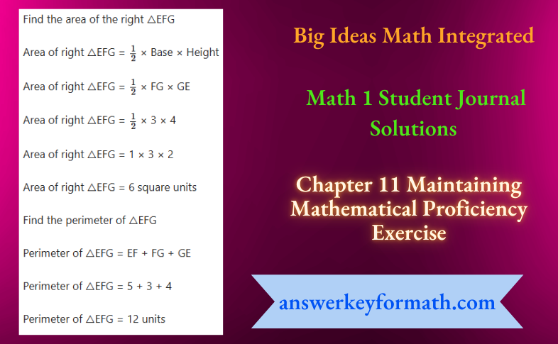 Big Ideas Math Integrated Math 1 Student Journal Chapter 11 Maintaining Mathematical Proficiency Exercise
