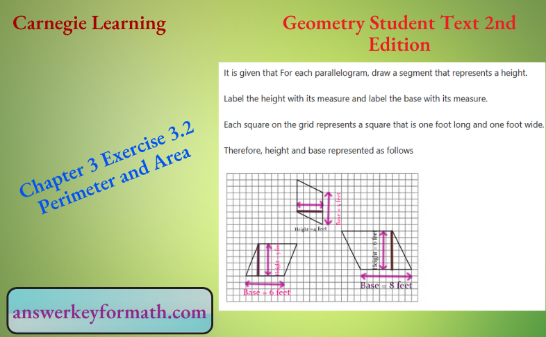 Carnegie Learning Geometry Student Text 2nd Edition Chapter 3 Exercise 3.2 Perimeter And Area