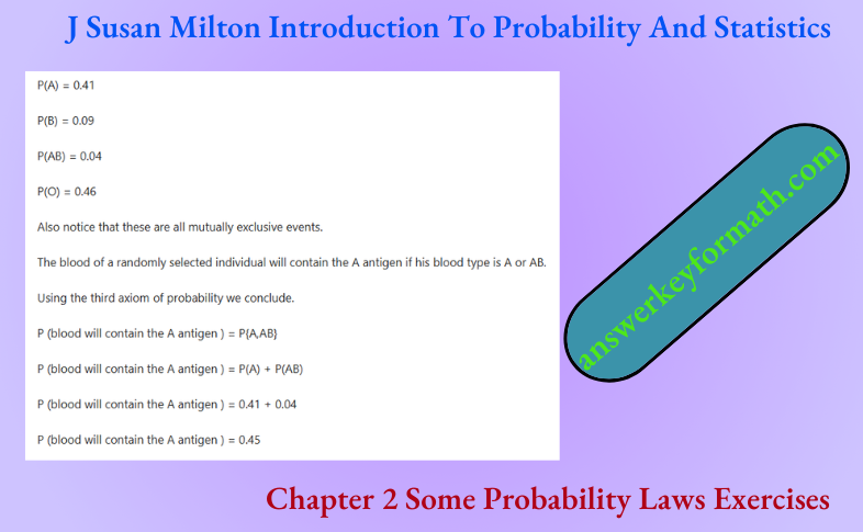 J.Susan Milton Introduction To Probability and Statistics Chapter 2 Some Probability Laws Exercises