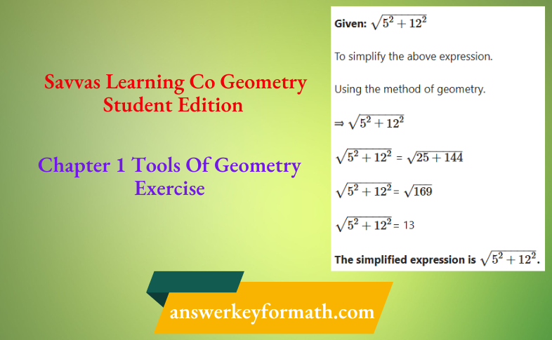 Savvas Learning Co Geometry Student Edition Chapter 1 Tools Of Geometry Exercise