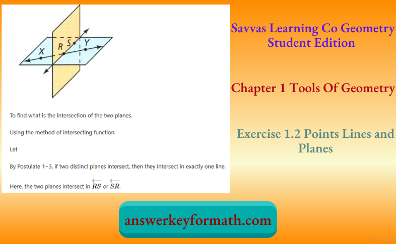 Savvas Learning Co Geometry Student Edition Chapter 1 Tools of Geometry Exercise 1.2 Points Lines and Planes