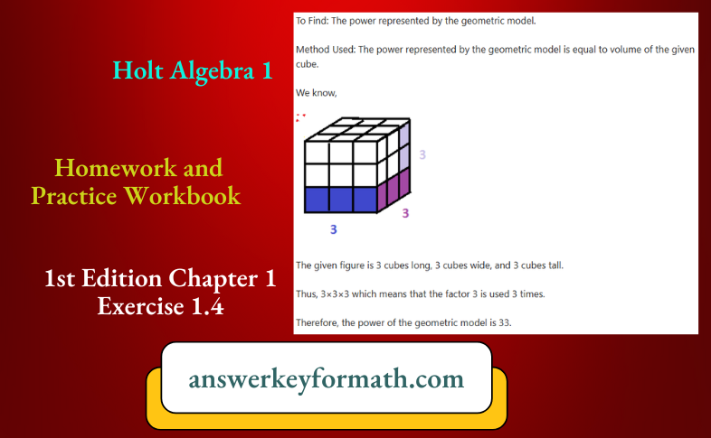 Holt Algebra 1 Homework and Practice Workbook 1st Edition Chapter 1 Exercise 1.4